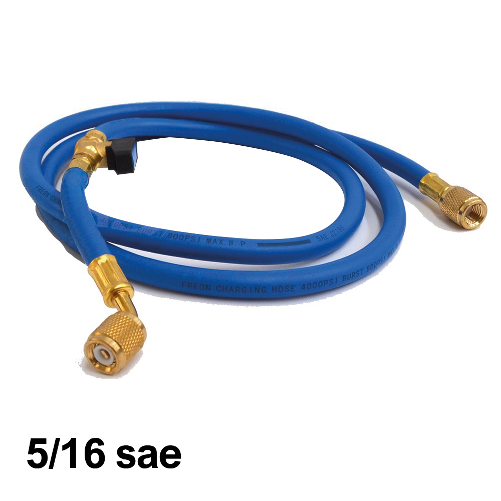 Tuyau flexible avec robinet SAE 5/16 intégré - Couleur bleue