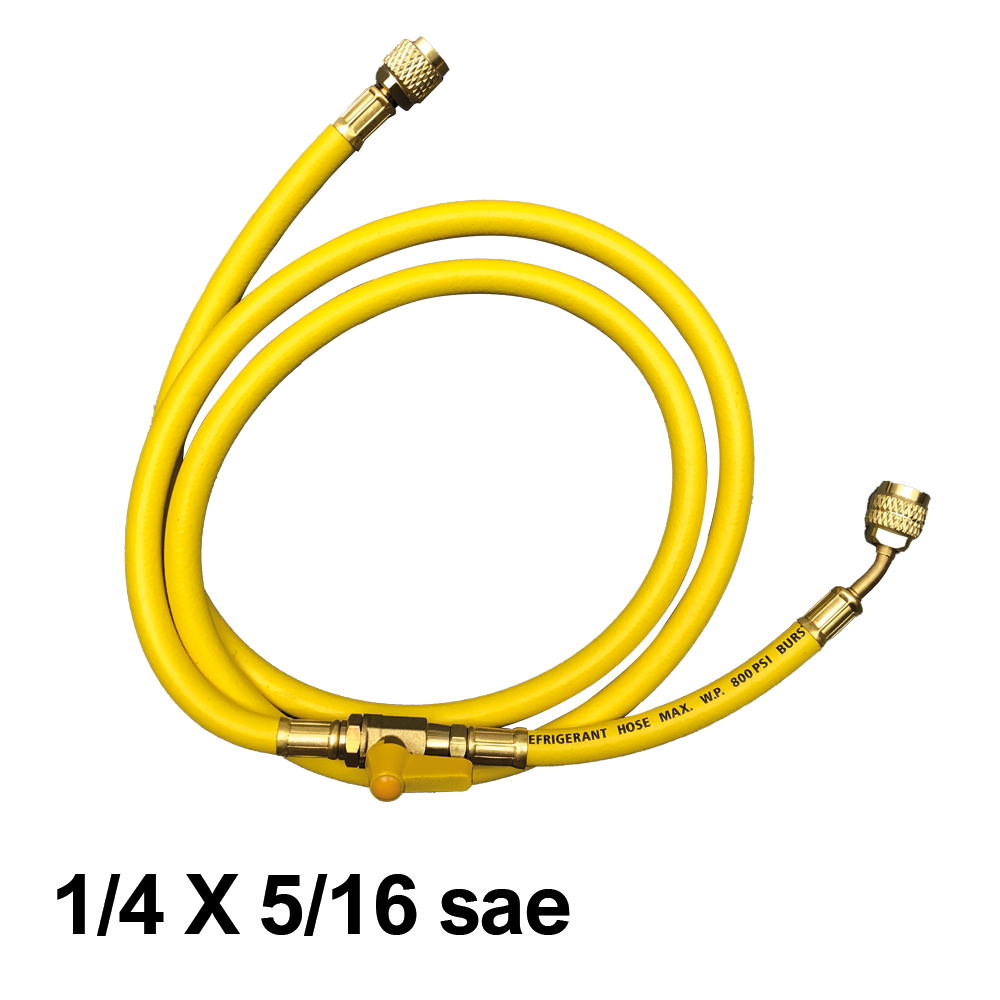 Tuyau flexible avec robinet réduit 1/4 x 5/16 SAE - 150 cm - JAUNE