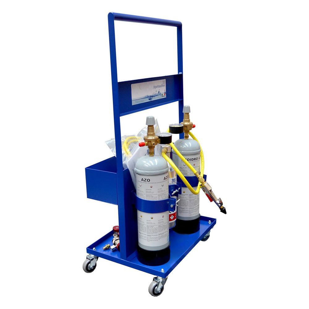 Chariot de service pour le lavage et la détection des fuites de gaz réfrigérant avec de l'azohydrogène