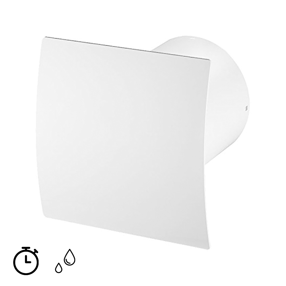 Extracteur d'air domestique Ø 100 mm avec minuterie et hygrostat - façade blanche