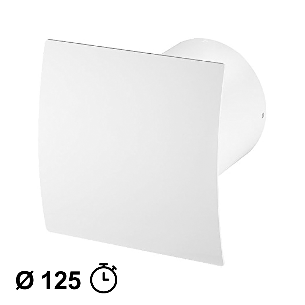 Ventilateur extracteur d'air domestique Ø 125 mm avec minuterie - façade blanche