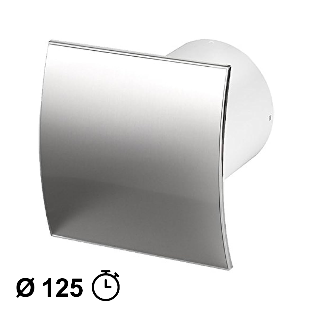 Ventilateur extracteur d'air domestique Ø 125 mm avec minuterie - façade chromée polie