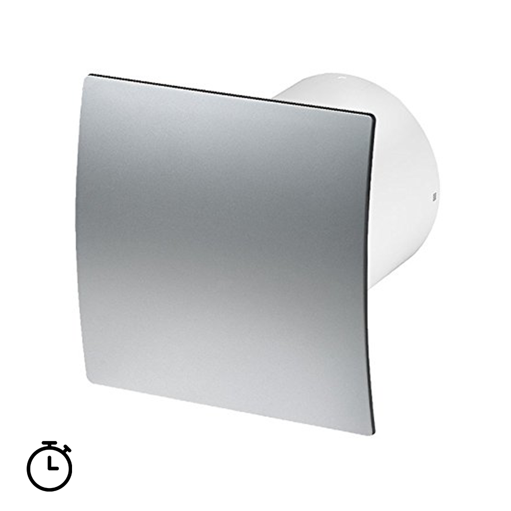 Ventilateur extracteur d'air domestique Ø 100 mm avec minuterie - façade chromée satinée