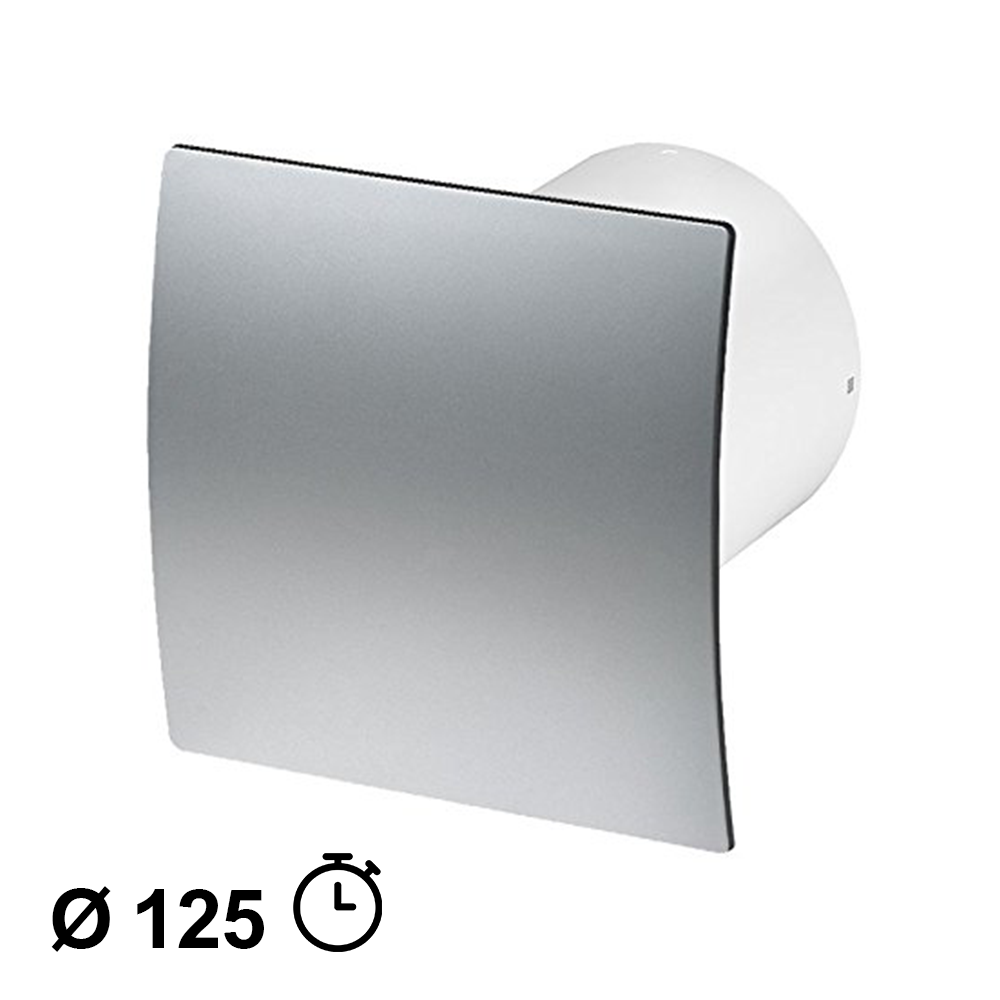 Ventilateur extracteur d'air domestique Ø 125 mm avec minuterie - façade chromée satinée