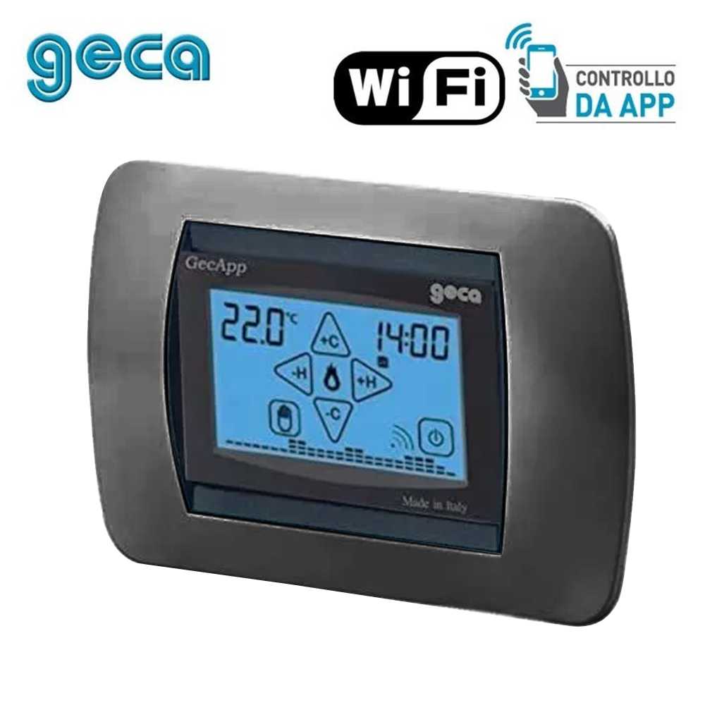 Chronothermostat intégré anthracite, Wi-Fi, ADSL, écran tactile, vert, GecApp Crono