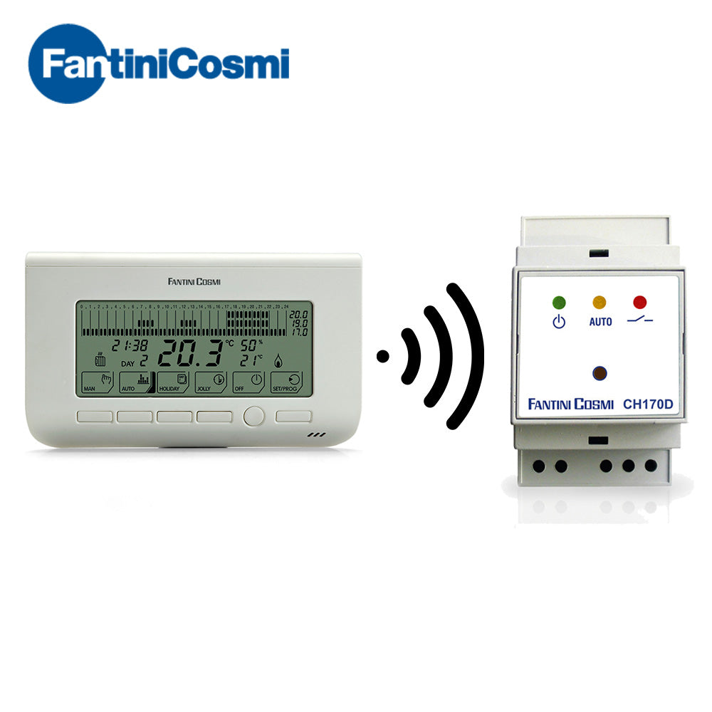 Thermostat programmable hebdomadaire Fantini Cosmi CH150RF + CH170D + actionneur
