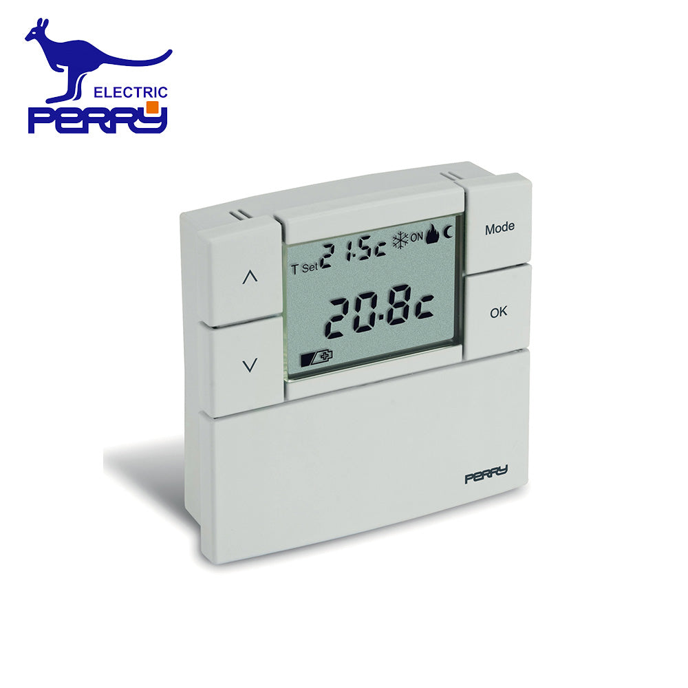 Perry 1TPTE530B - Thermostat mural numérique LCD Zefiro, blanc