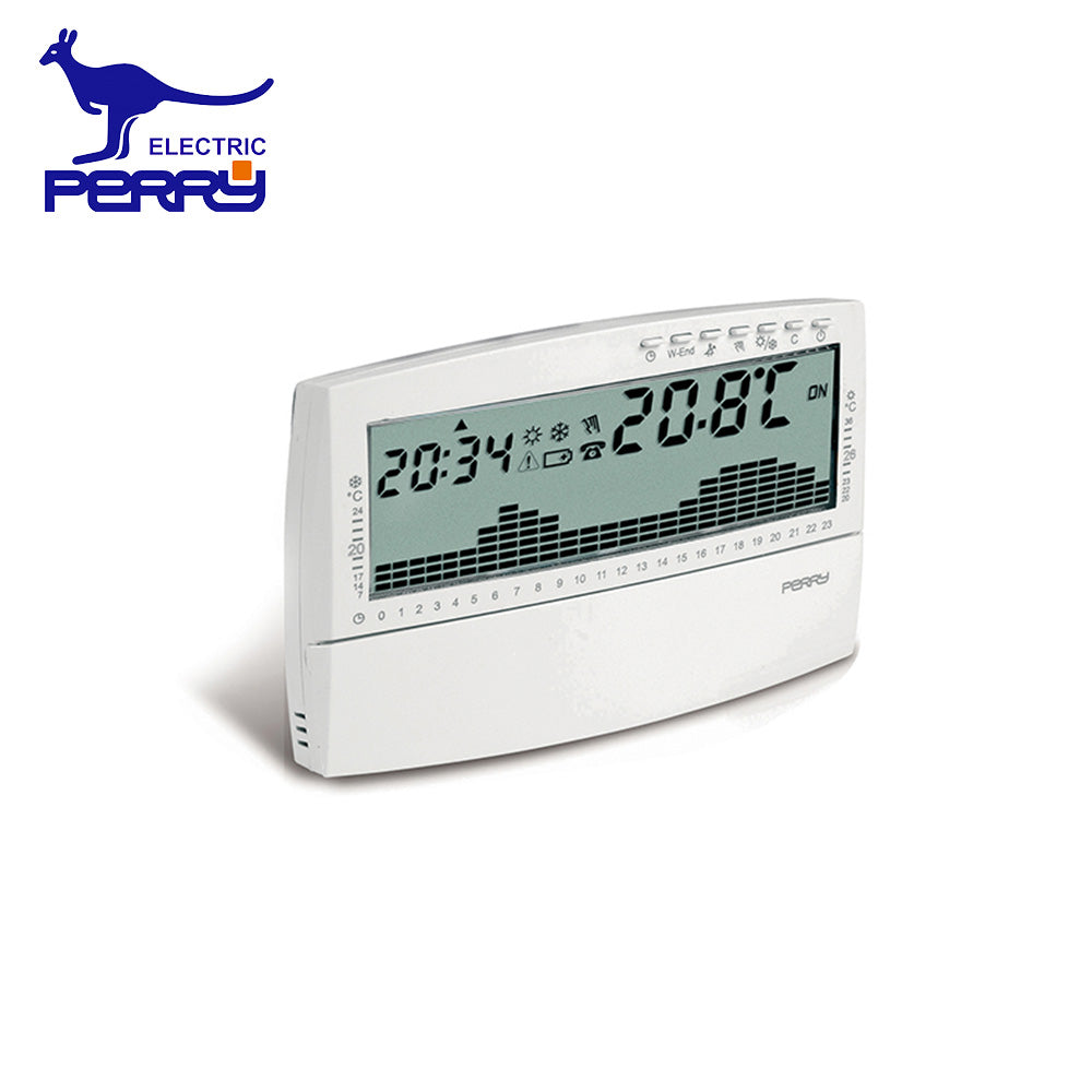 Perry 1CRCR017BG - Thermostat numérique mural programmable quotidien, série UP & DOWN, blanc