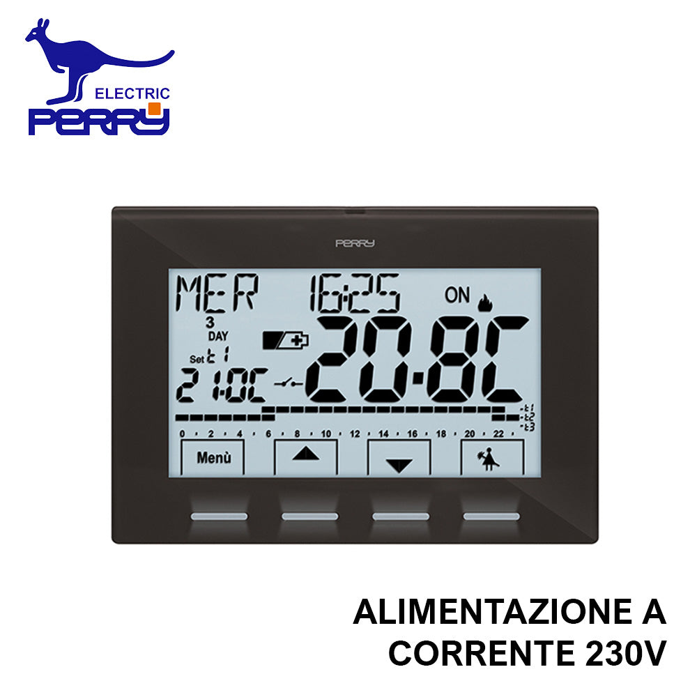 Perry 1CRCR029A - Chronothermostat numérique mural série NEXT 230 V, couleur anthracite