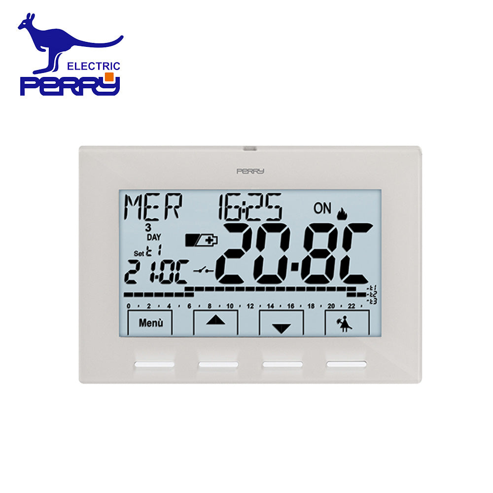 Thermostat numérique mural à piles Perry 1CRCR028B - Série NEXT, couleur blanche