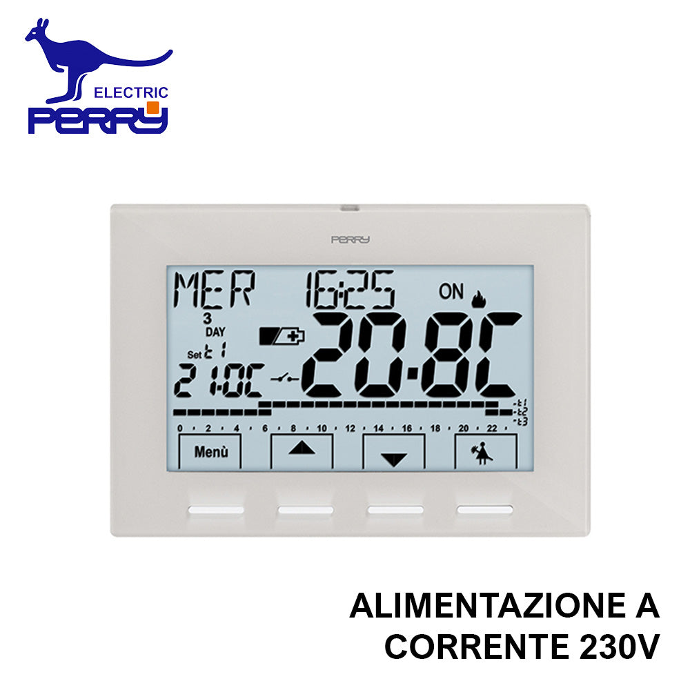 Perry 1CRCR029B - Chronothermostat numérique mural série NEXT 230 V, couleur blanche