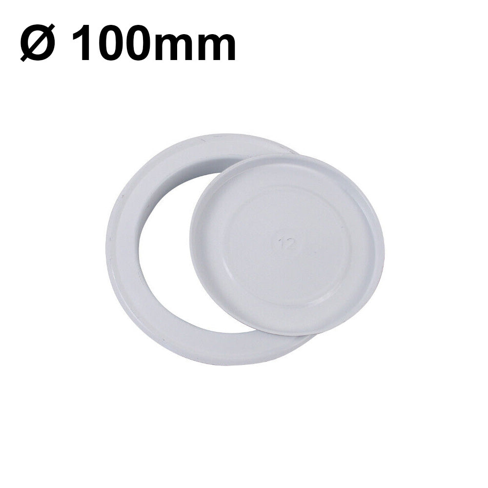 Rosace murale en métal blanc avec capuchon pour tuyaux de 100 mm de diamètre