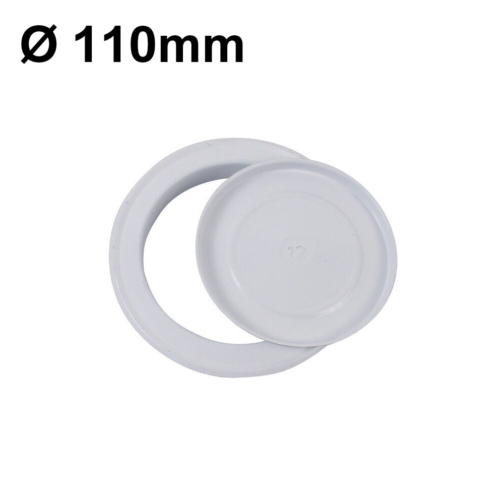 Rosace murale en métal blanc avec capuchon pour tuyaux de Ø 110 mm
