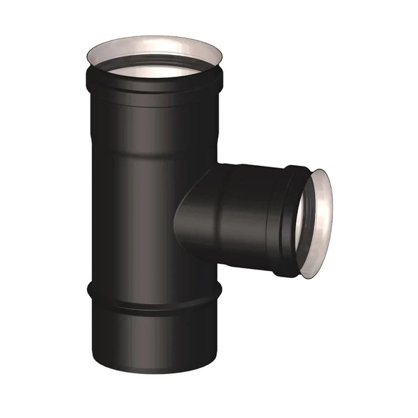 Raccord en T mâle noir pour poêle à granulés Ø 80 mm