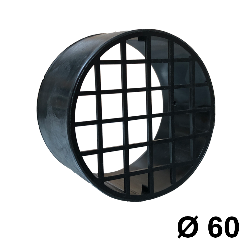 Grille d'aspiration anti-intrusion Ø 60 mm en plastique noir - gaz de combustion de chaudière