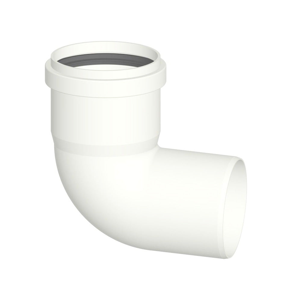 Coude à 90° mâle-femelle en PPS blanc Ø 60 mm pour gaz de combustion de chaudières à condensation