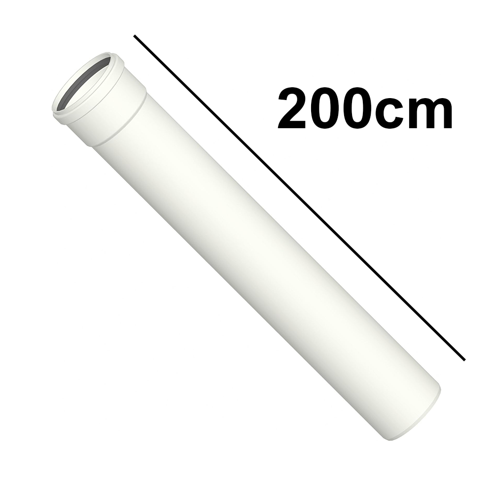 Tuyau linéaire de 200 cm en PPS blanc Ø 60 mm pour les gaz de combustion des chaudières à condensation