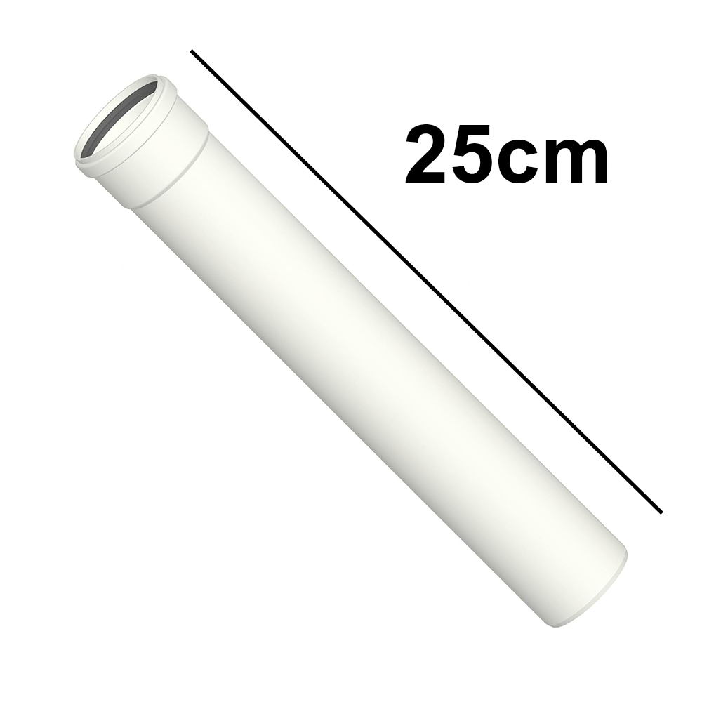 Tube linéaire de 25 cm en PPS blanc Ø 60 mm pour gaz de combustion de chaudière à condensation