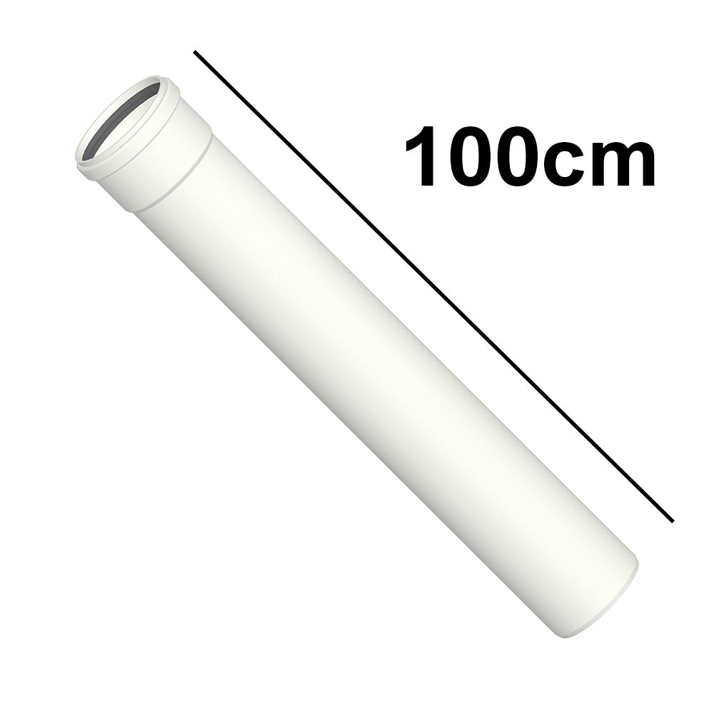 Tuyau linéaire de 100 cm en PPS blanc Ø 80 mm pour les gaz de combustion des chaudières à condensation