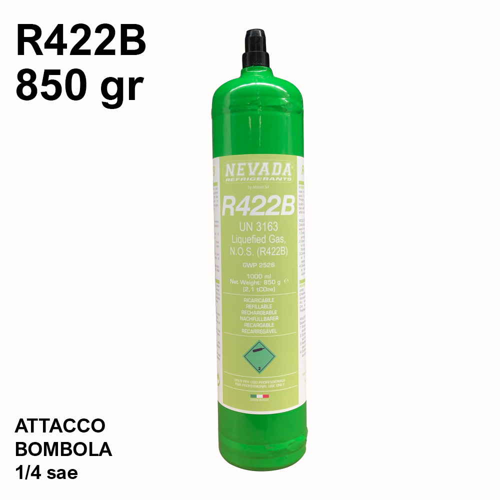 Bouteille de gaz R422B 850 g, équivalent R22