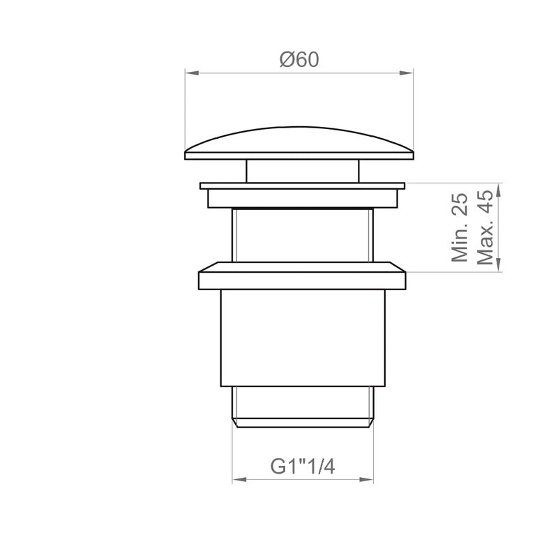 Bouchon de vidange à ressort Ponsi 1''1/4" sans trop-plein