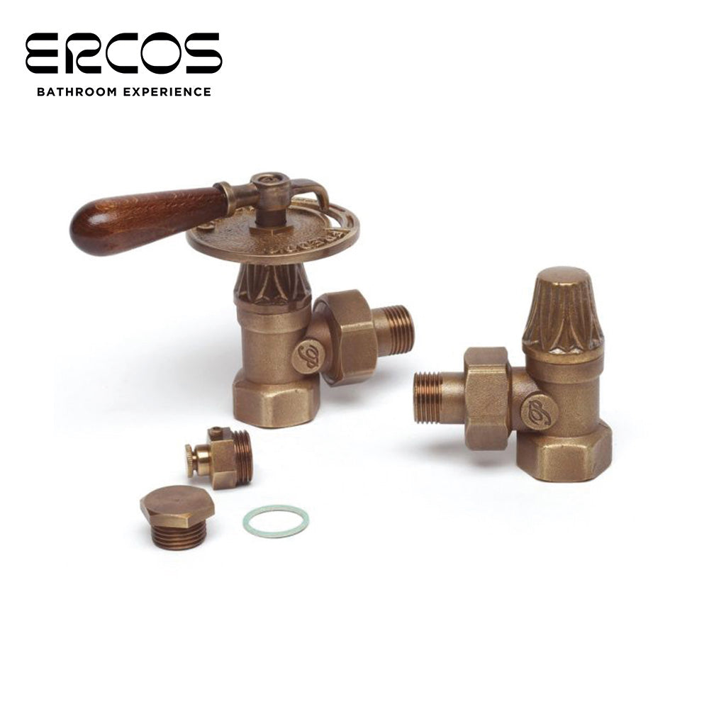 Ensemble porte-bouchon et porte-valve ancien 1/2'', poignée en bois de style Art nouveau