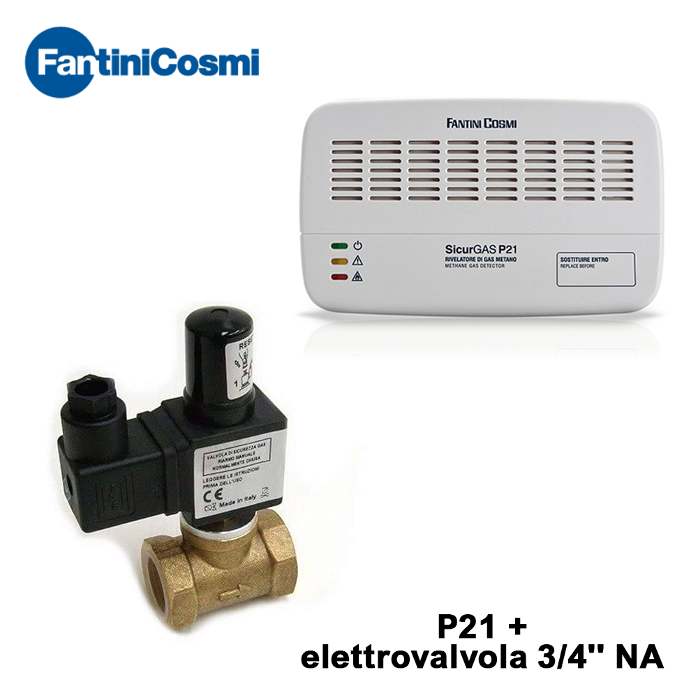 Kit détecteur de fuites de méthane - P21 + électrovanne normalement ouverte de 3/4''