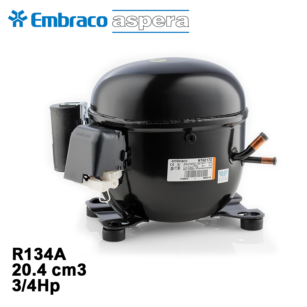 Compresseur gaz R134A CSIR - 3/4+ Hp - 20,4 cm3 - Embraco Aspera NT6217Z