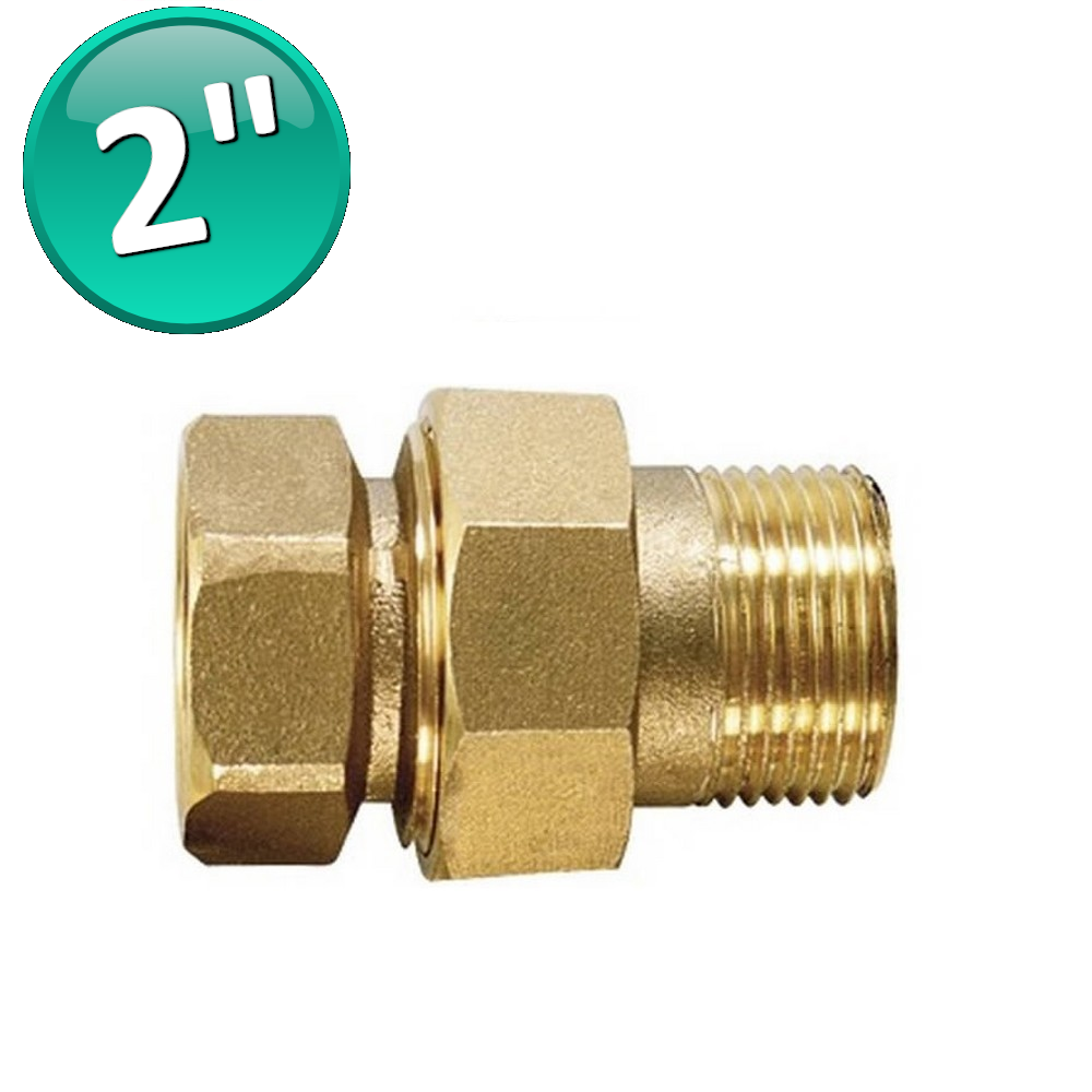 Male-female straight fitting Ø 2'' with O-ring - Yellow brass
