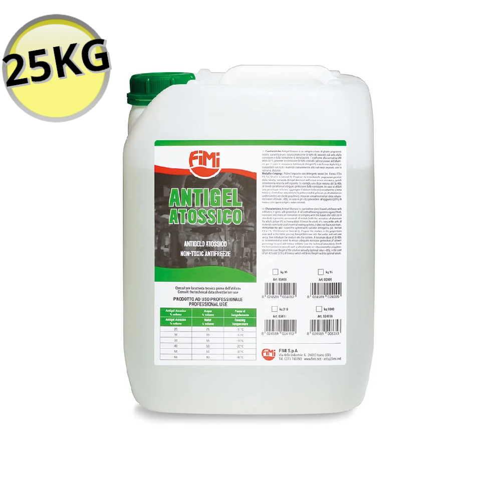 Antigel non toxique, bidon de 25 kg pour systèmes de chauffage et de refroidissement