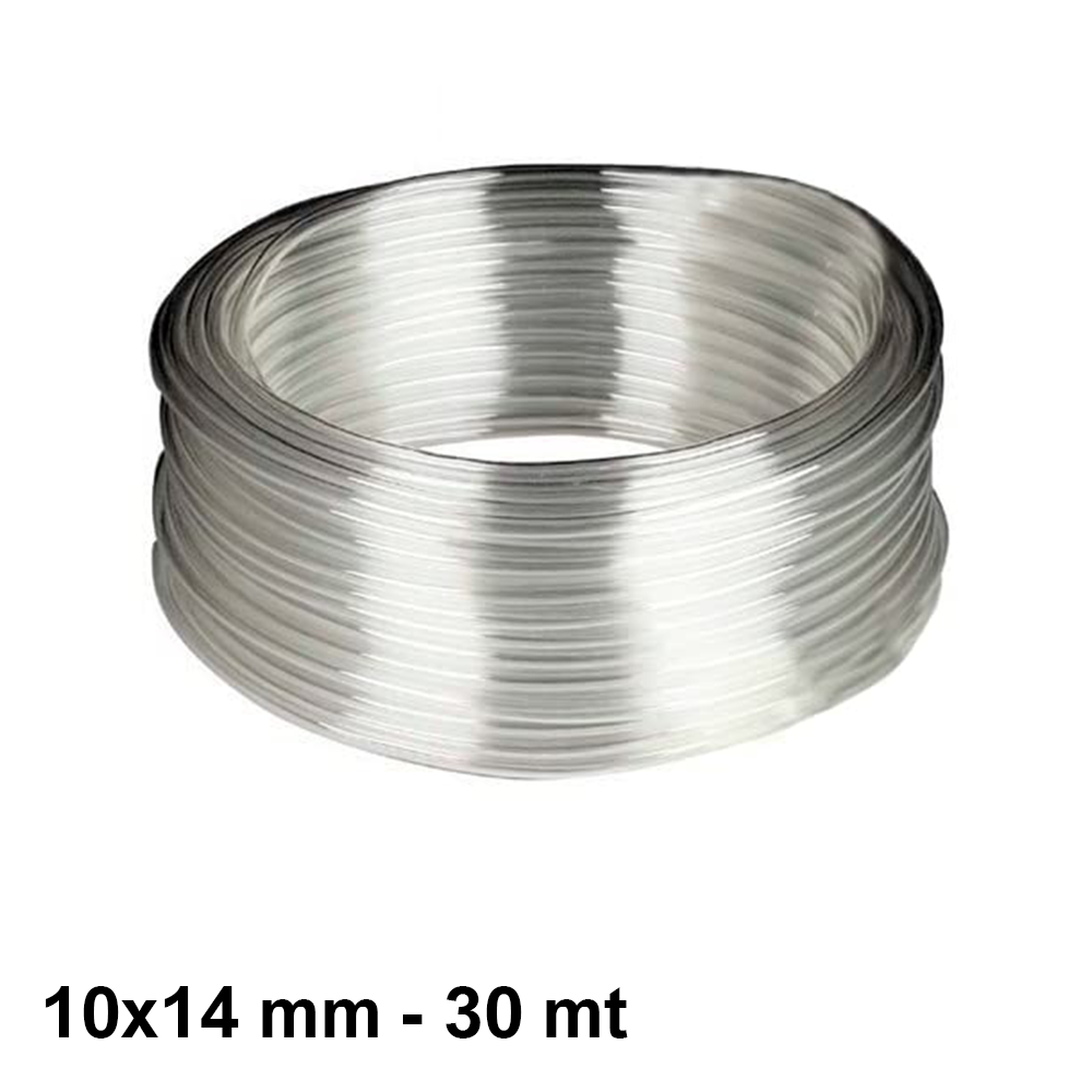 Tuyau en vinyle transparent pour pompe à condensats, dimensions 10 x 14 mm - 30 m