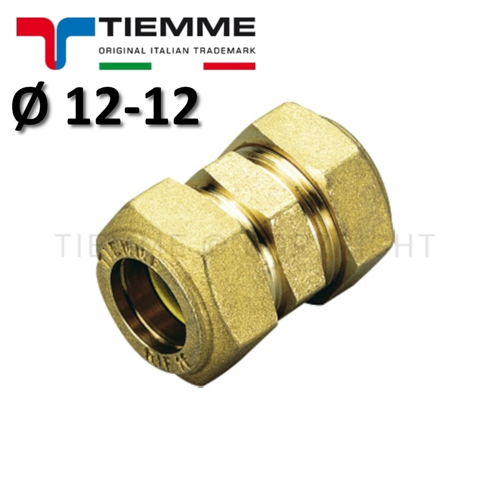 Double straight fitting with O-ring/compressor (gas) for copper pipe Ø 12-12 mm