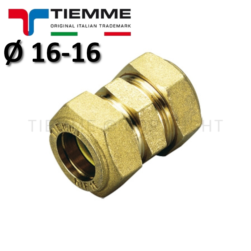 Straight double union with O-ring/compressor (gas) for copper pipe Ø 16-16 mm