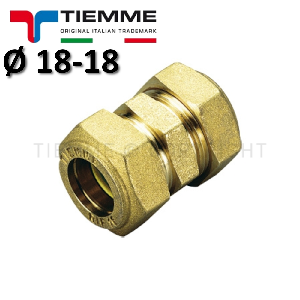 Double straight fitting with O-ring/compressor (gas) for copper pipe Ø 18-18 mm