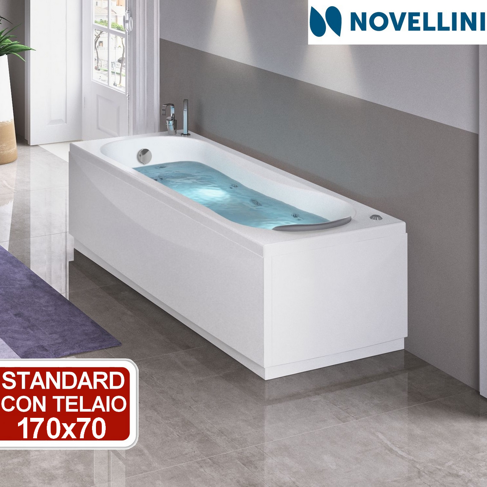 Baignoire standard avec cadre et panneaux - Novellini Calypso 170x70 cm
