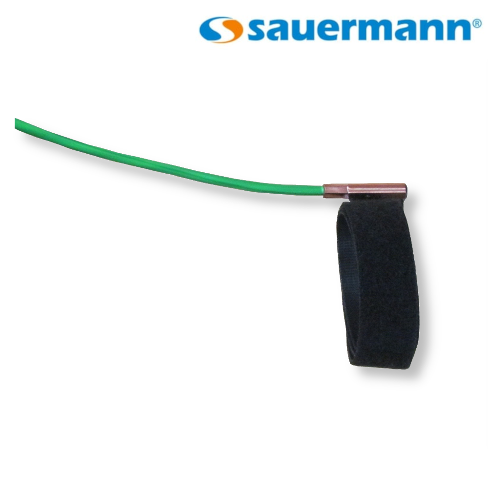 Sonde thermocouple de classe 1 K de 1,5 m, mesurant de -20 à +90 °C. Fixation Velcro pour tuyaux jusqu'à 100 mm de diamètre.
