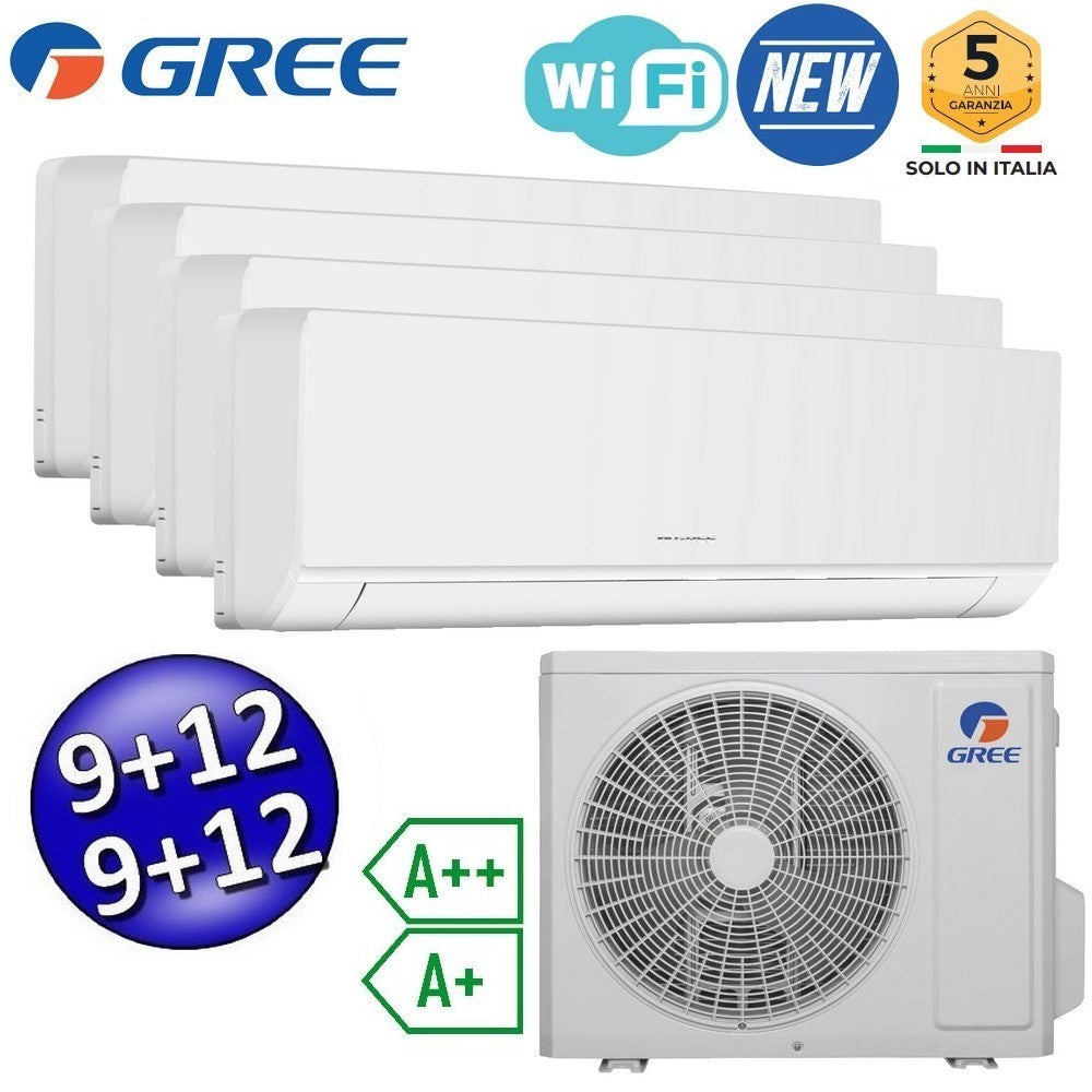Climatiseur split quadri-split COSMO Wi-Fi Inverter 9+9+12+12 BTU GREE R32 classe A++/A+