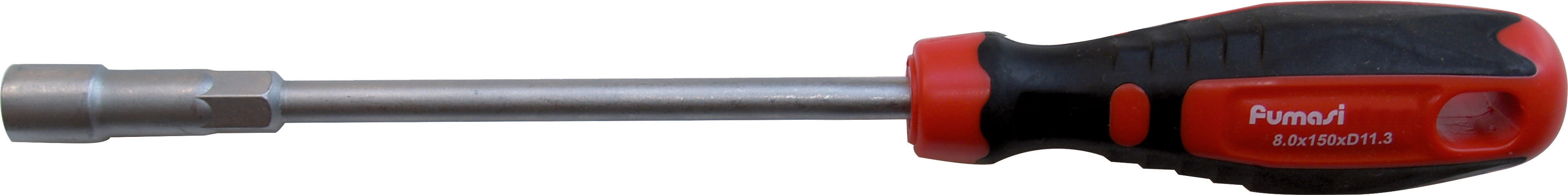 Clé à douille hexagonale Ø 8 mm en acier au chrome-vanadium avec finition chromée sablée et poignée bimatière