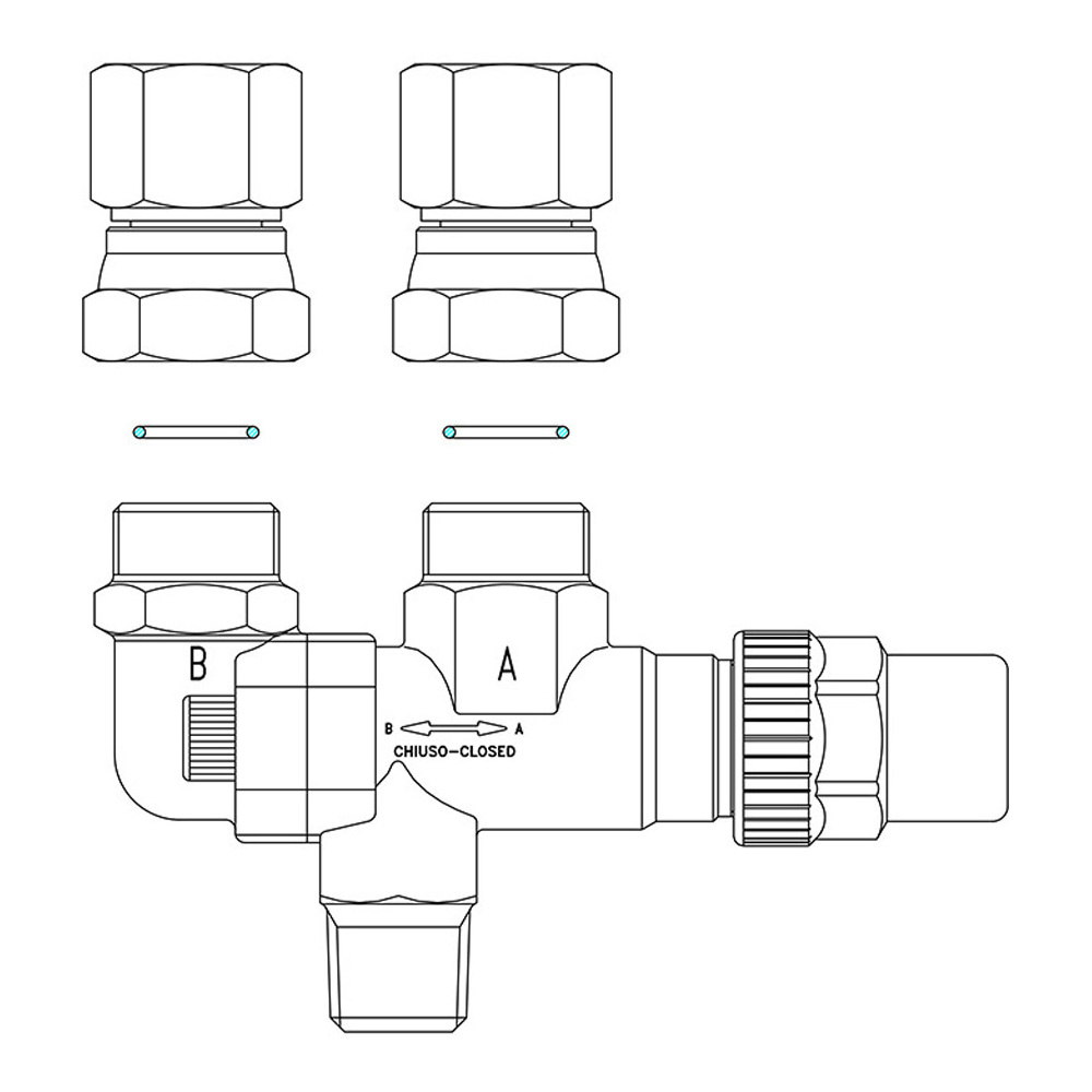 CASTEL - ROBINET D'ÉCHANGE POUR SOUPAPE DE SÉCURITÉ DE GAZ RÉFRIGÉRANT, FILETÉ ENTRÉE 3/8'' NPT, SORTIE 3/8'' NPT