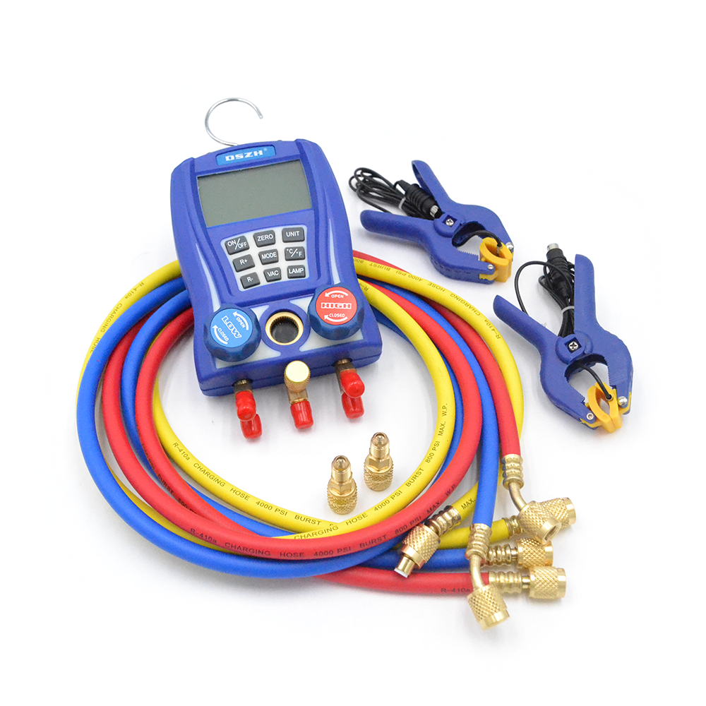 Manomètre numérique universel pour gaz réfrigérant WK-6889 avec pinces de température
