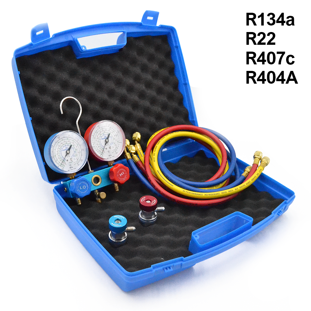 Collecteur 2 voies avec raccords rapides pour automobiles - R407c R404A R22 R134a