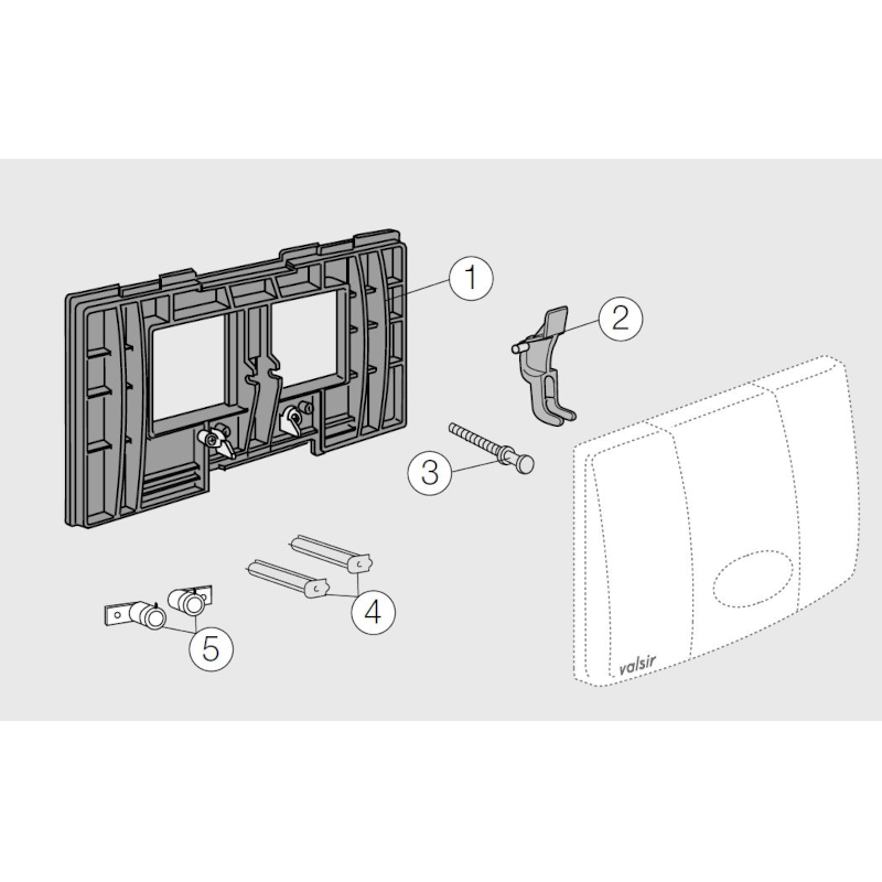 Single flush fixing plate kit with latches for Valsir Medusa and Angel toilet cisterns