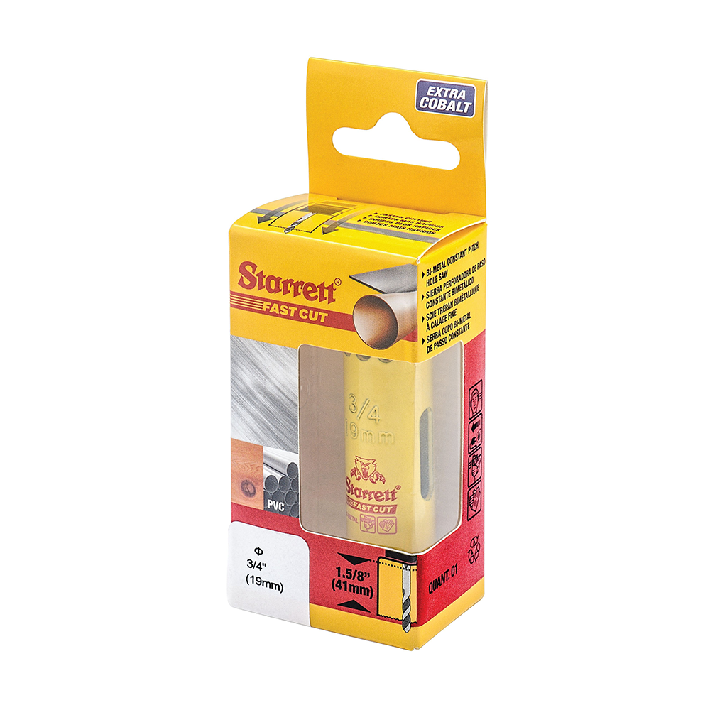 Scie cloche bimétallique STARRETT 19 mm - 3/4'' à coupe rapide