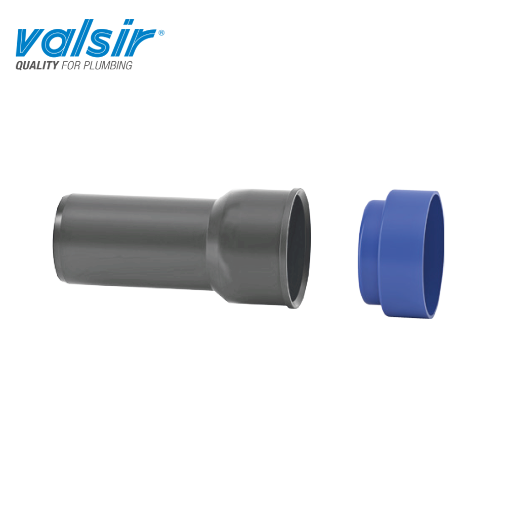 Raccord droit pour échappement gris D. 32/46 + capuchon