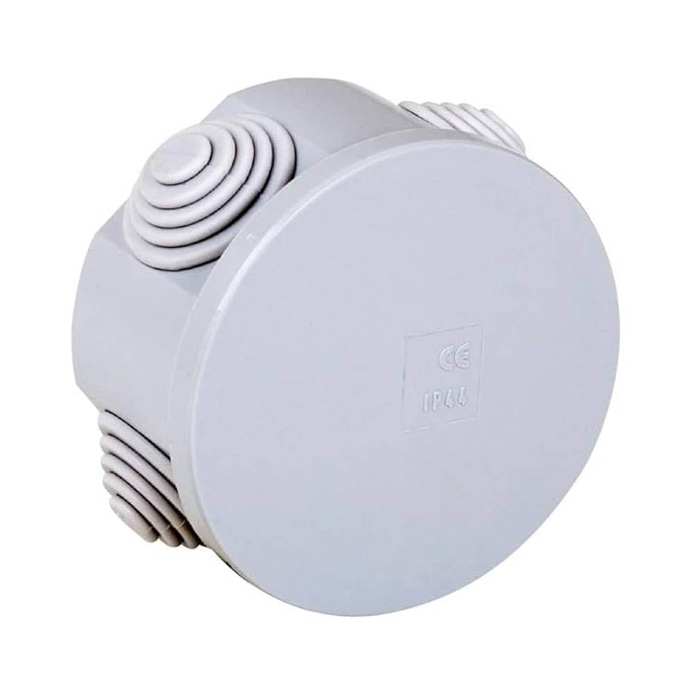 Boîtier rond à couvercle à pression 80x40 IP44 avec presse-étoupes