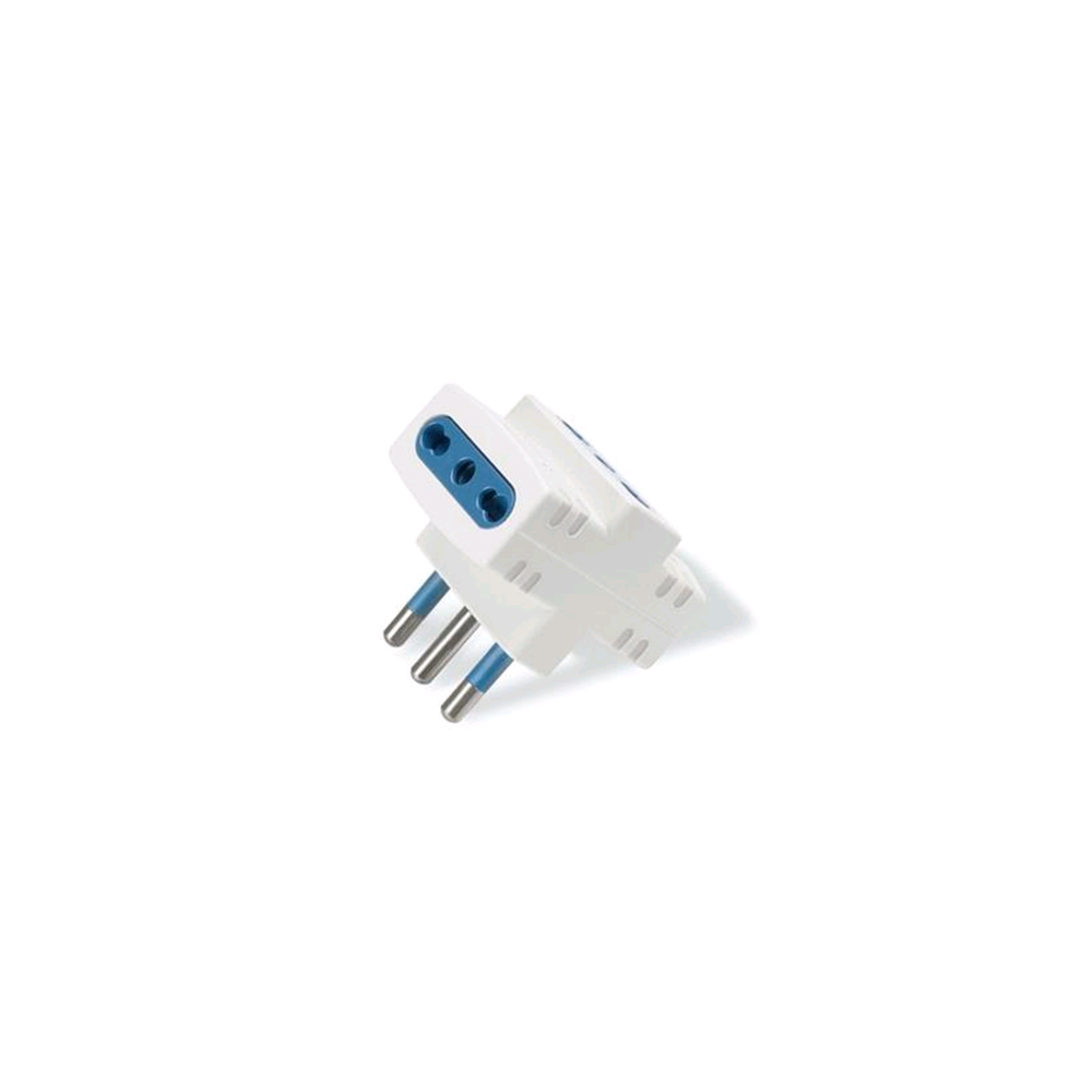 Adaptateur triple blanc 10A avec prises à deux broches 2P+T 10A