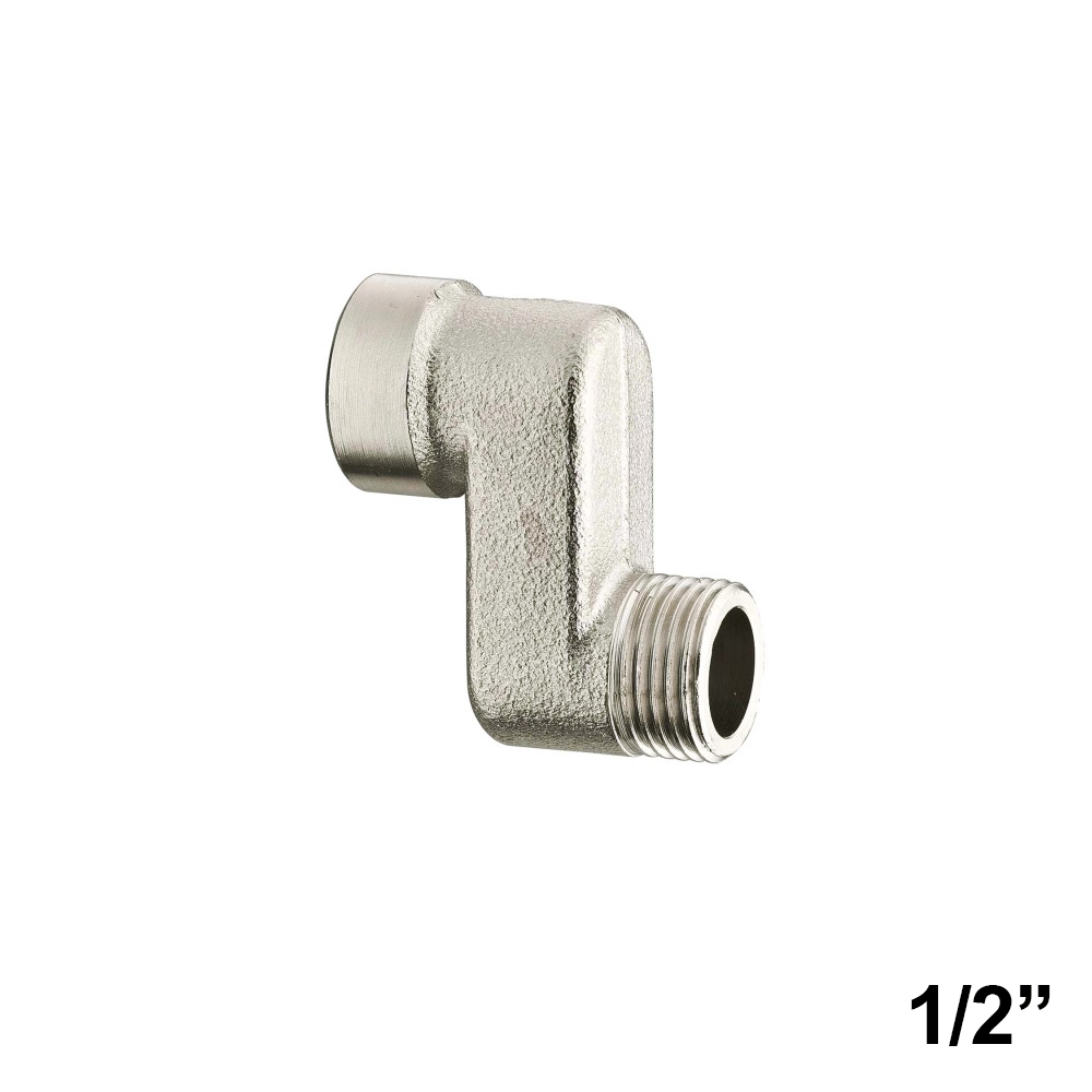 Raccord de radiateur excentrique en laiton nickelé, raccords MF 1/2", déport de 20 mm