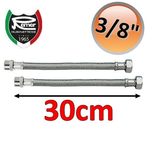Pair of FLEXITALY 30cm - 3/8 male to female water hoses