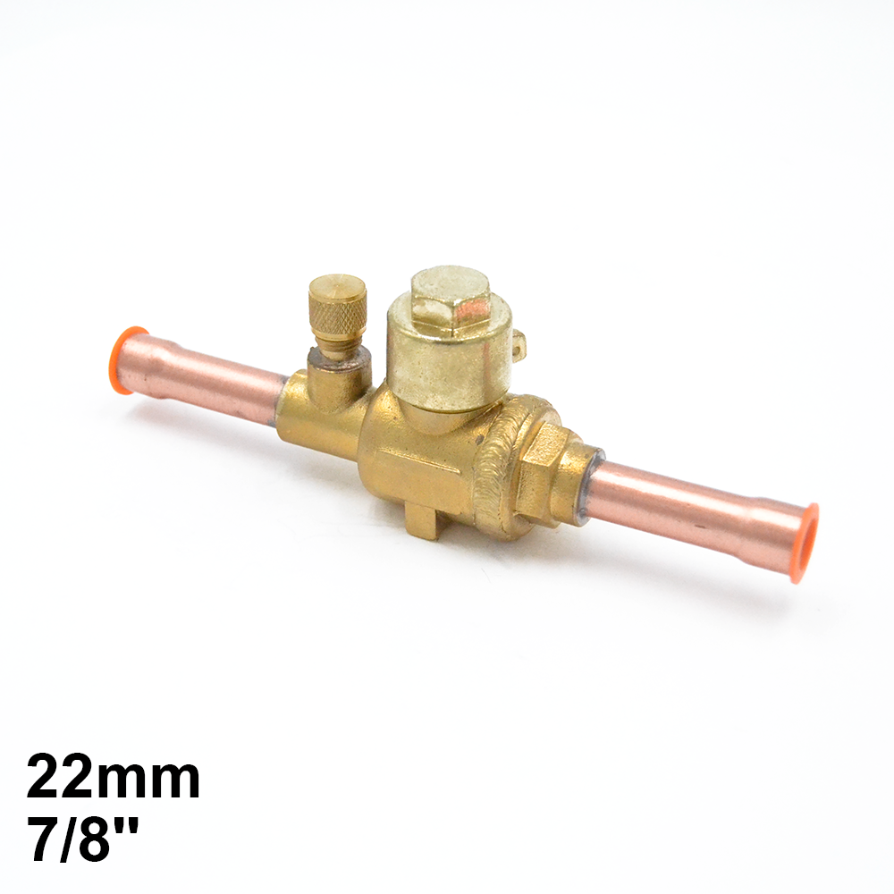 Vanne à bille de 22 mm avec raccord de service - Cuivre double passage 7/8''