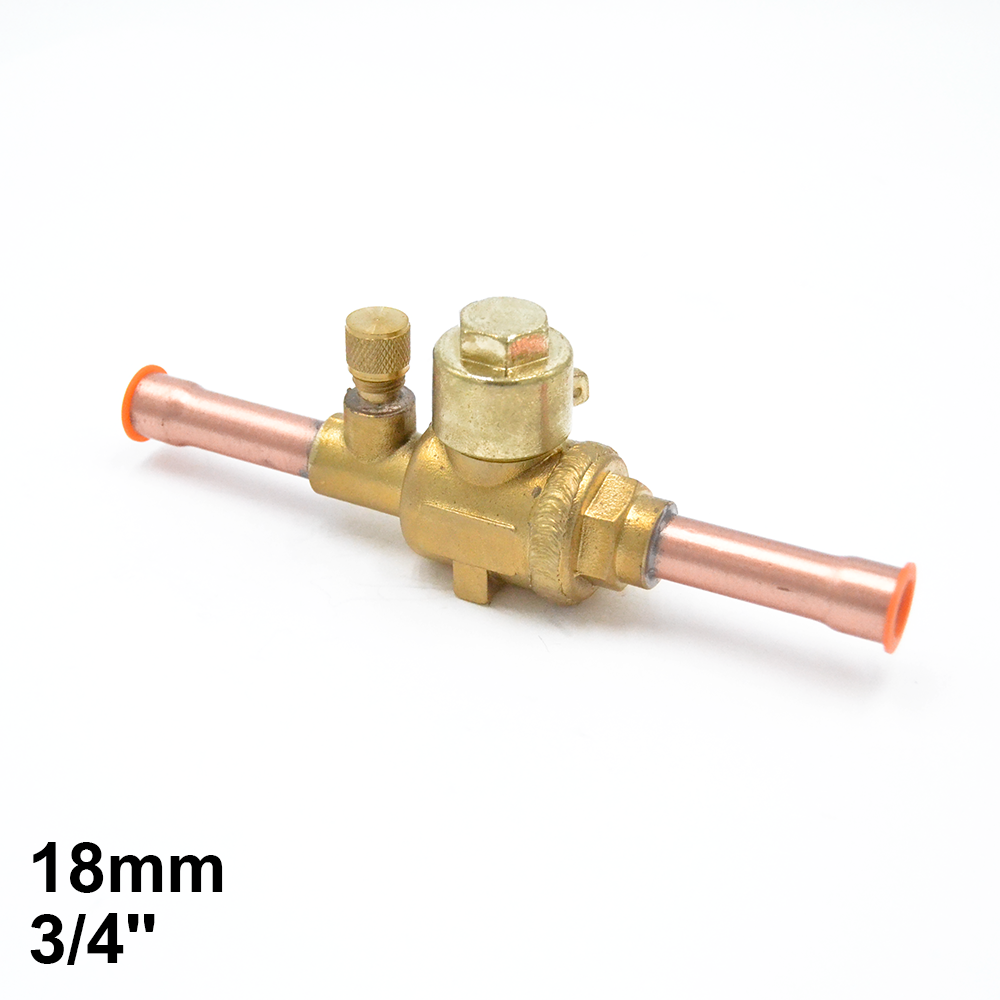 Vanne à bille de 18 mm avec raccord de service - Cuivre double passage 3/4''